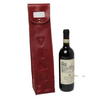 נרתיק יין מעור איטלקי אדום כהה דגם VINO מבית Old Angler Italy
