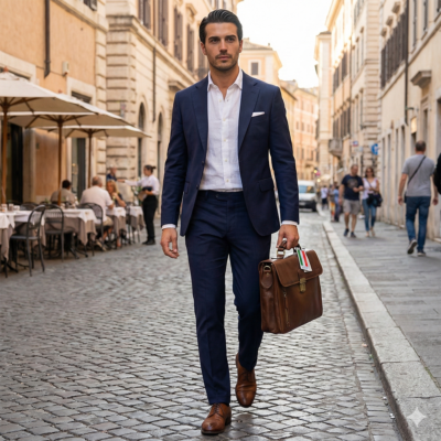 גבר אלגנטי נושא תיק עור איטלקי לגבר Old Angler Italy דגם 758