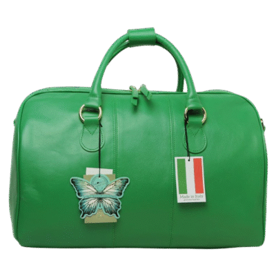 תיק נסיעות עור איטלקי יוקרתי בצבע ירוק מבית Old Angler Italy