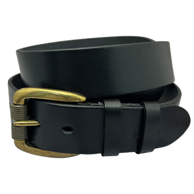 חגורת עור שחורה לגבר RUDI מגולגלת עם אבזם פליז איכותי