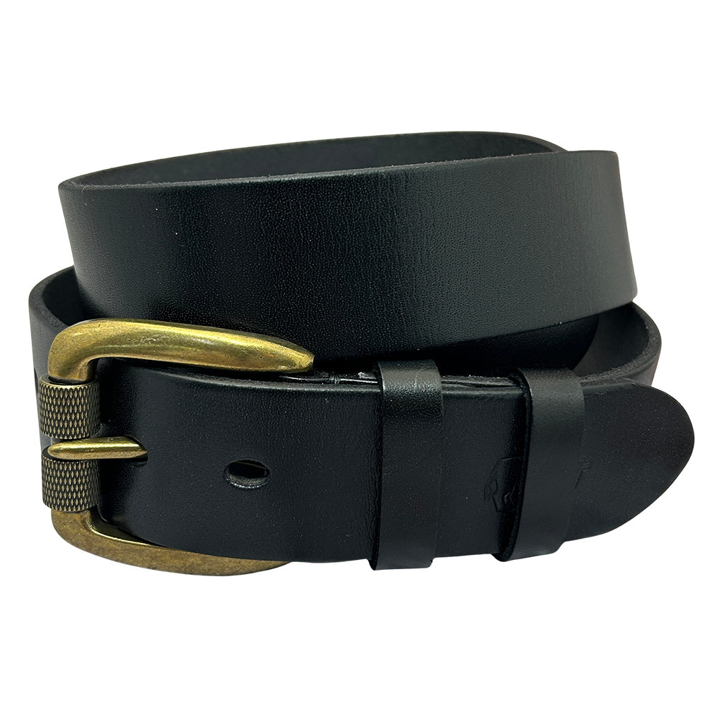 חגורת עור שחורה לגבר RUDI עם אבזם פליז