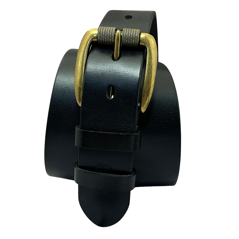 חגורת עור שחורה לגבר RUDI בתצוגה מגולגלת