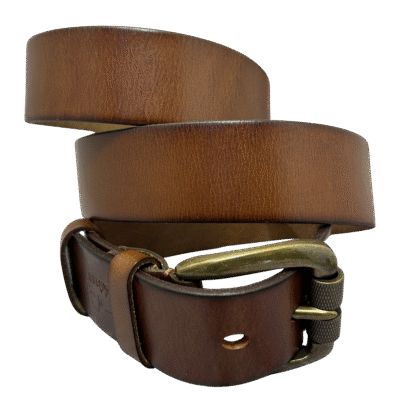 חגורת עור חומה איכותית לגבר מבית RUDI