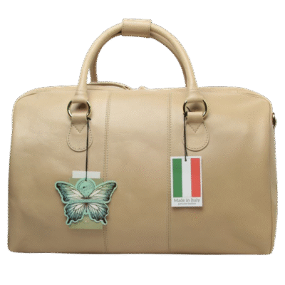 תיק נסיעות Old Angler Italy מעור Full Grain יוקרתי בצבע בז'