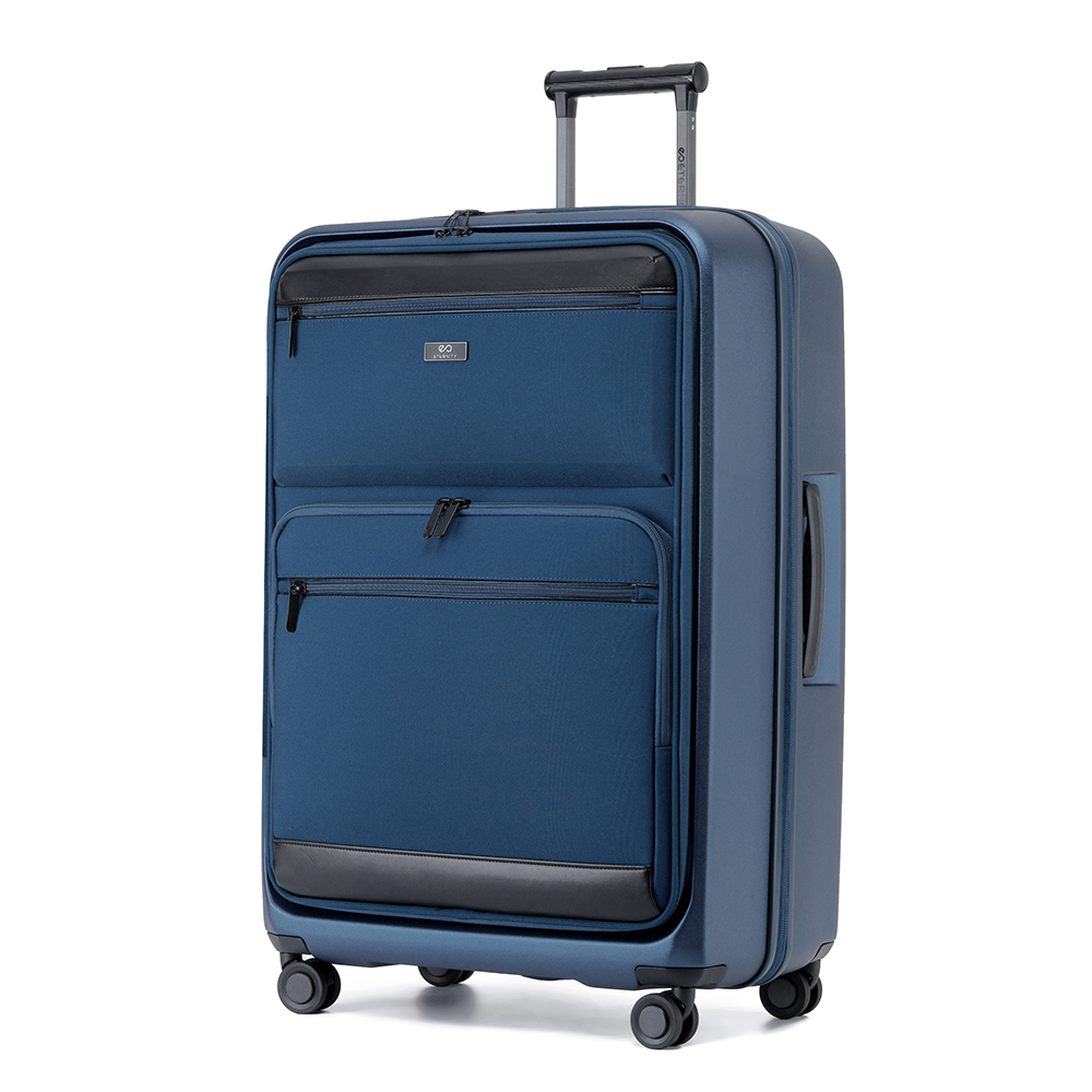 סט מזוודות Tampa גדולה וטרולי עלייה למטוס בצבע כחול