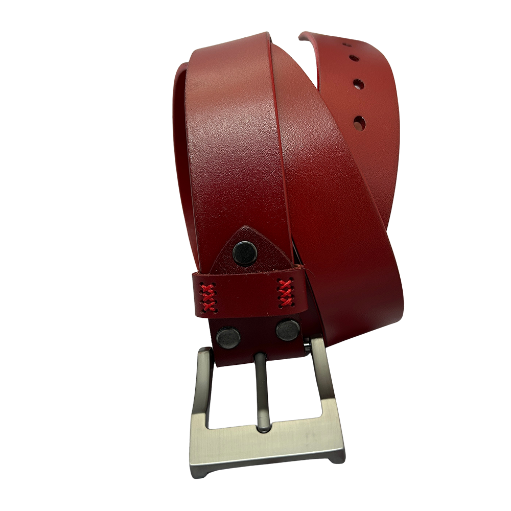 חגורת עור אדומה לגבר מבית RUDI