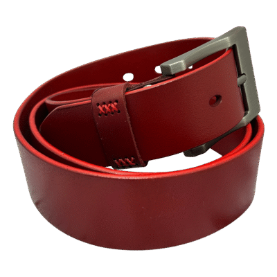 חגורת עור אדומה לגבר בעבודת יד RUDI