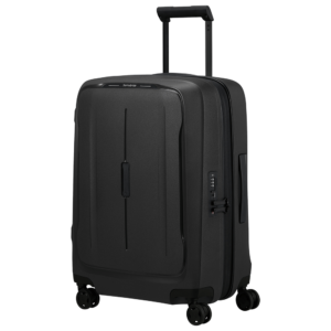מזוודה קשיחה בצבע שחור מט עם ידית טלסקופית וגלגלים