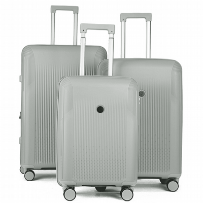 סט מזוודות פוליפרופילן Paklite Vista אפור עם גלגלים כפולים 360