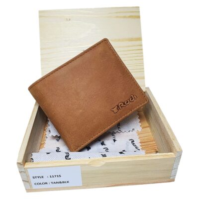 ארנק עור לגבר עם חריטה אישית – דגם Rudi קטן