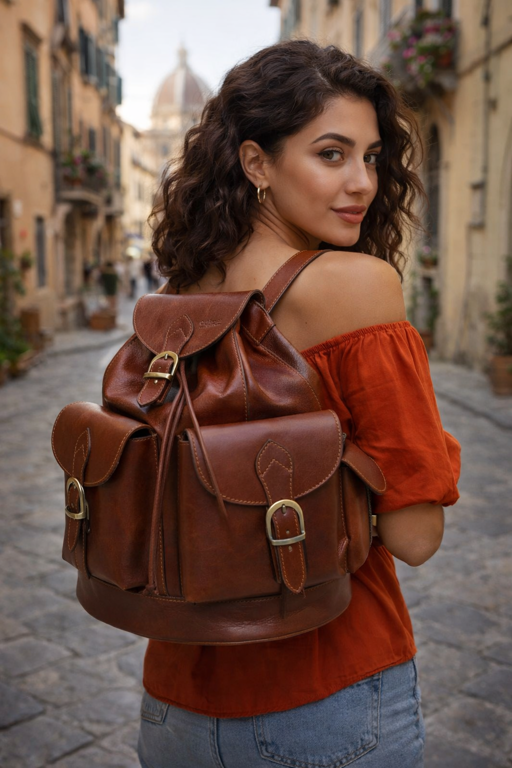 תרמיל עור איטלקי Old Angler Italy