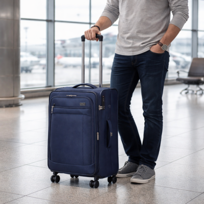 מזוודה קשיחה 25 אינץ' Eternity Orlando בצבע כחול כהה עם גלגלים כפולים