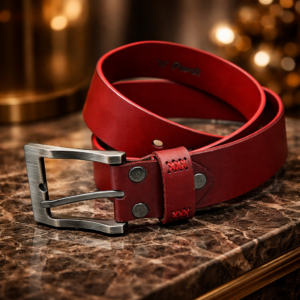 חגורת עור לאישה בעיצוב יוקרתי עם אבזם מתכתי