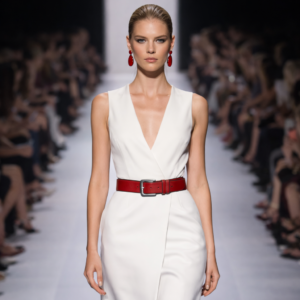 חגורת עור לאישה בגוון אדום בעיצוב אלגנטי