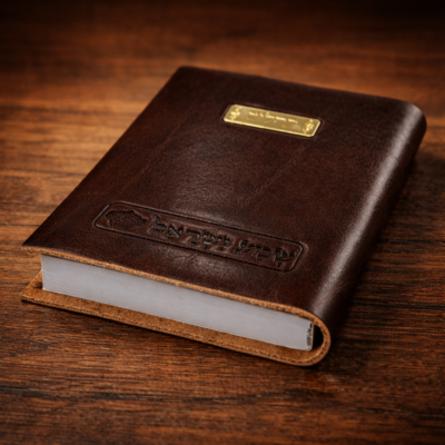 תהילים פרימיום מעור אמיתי חום עם הטבעת כסף יוקרתית מבית RUDI