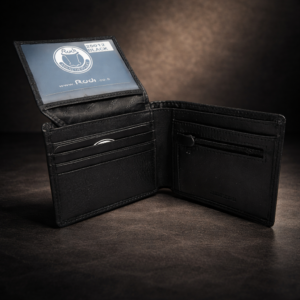 ארנק עור איכותי לגברים פתוח עם תאים מרובים לכרטיסים ושטרות בעיצוב יוקרתי