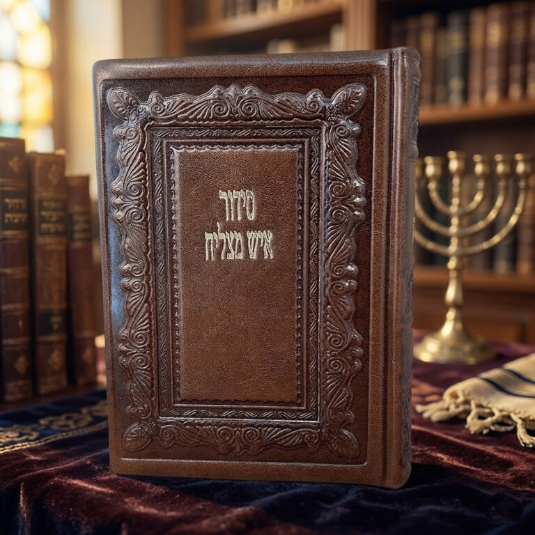 סידור מעור עם הקדשה אישית בעיצוב קלאסי מתנה יוקרתית