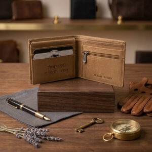 ארנק עם חריטה אישית לגבר מתנה מעור יוקרתי