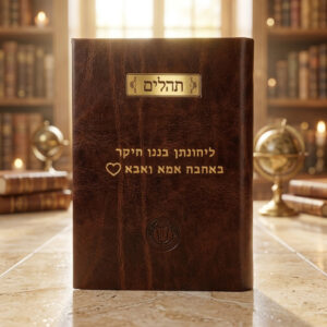 מתנה לגבר ליום הולדת ספר תהילים מעור עם עיצוב יוקרתי