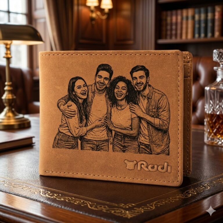 ארנק מעור עם חריטת לייזר של קבוצת חברים – מתנה קבוצתית לגבר מרודי