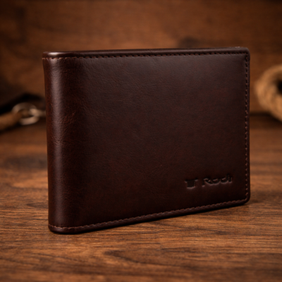 ארנק לגבר עם רוכסן למטבעות מעור חום כהה Rudi