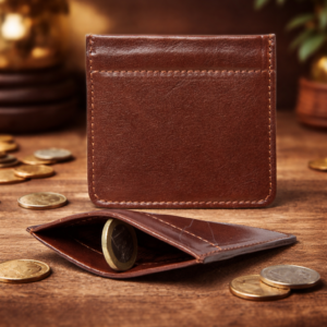 ארנק מטבעות מעור איטלקי חום קומפקטי איכותי