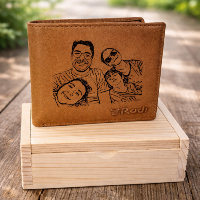 ארנק לגבר מותגים מעור איטלקי עם ציור קווי משפחתי לחריטה על עור