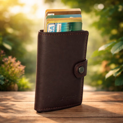 ארנק לגבר מעור חום כהה עם כרטיסים Rudi