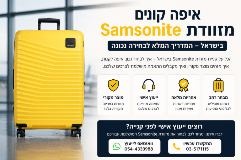 מזוודת Samsonite צהובה איכותית למכירה בישראל