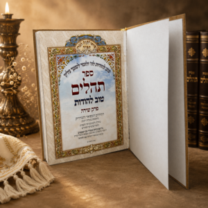 תהילים טוב להודות – ספר פתוח גוון ורוד תהילים טוב להודות פתוח – עמוד שער גוון ורוד