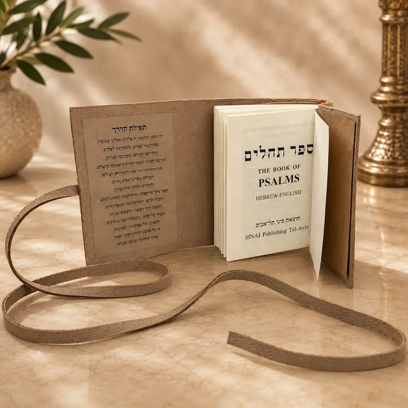 ספר תהילים עברית אנגלית – הוצאת סיני | כריכת עור אמיתי | תפילת הדרך – תמונה 4