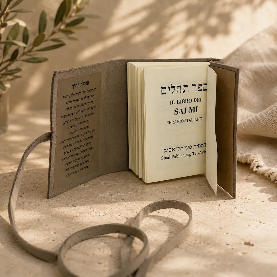 ספר תהילים עברית איטלקית בכריכת עור אמיתי – הוצאת סיני – תמונה 3