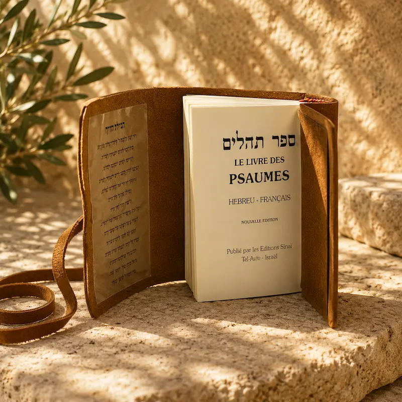 ספר תהילים עברית צרפתית בכריכת עור אמיתי – הוצאת סיני – תמונה 6