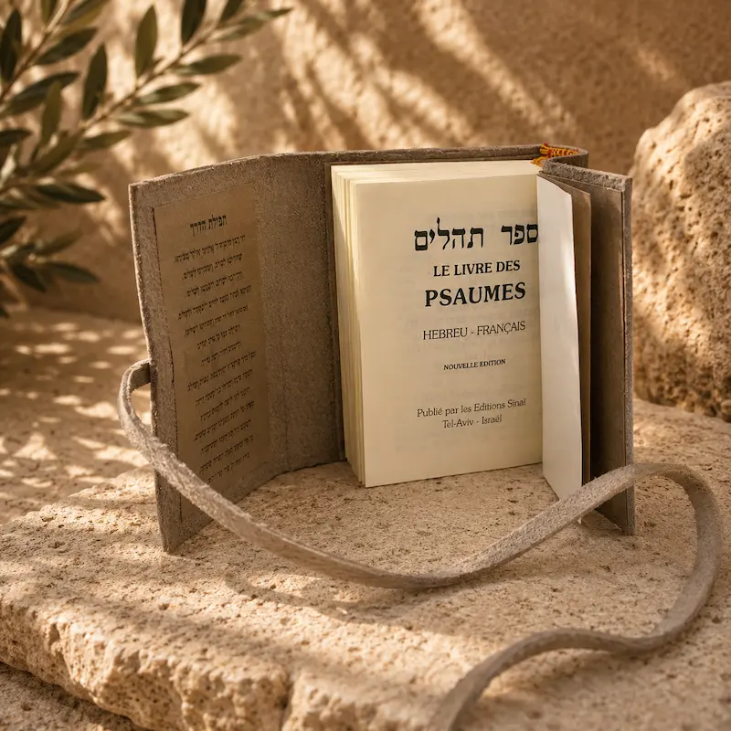ספר תהילים עברית צרפתית בכריכת עור אמיתי – הוצאת סיני – תמונה 8