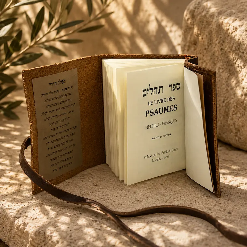 ספר תהילים עברית צרפתית בכריכת עור אמיתי – הוצאת סיני – תמונה 10