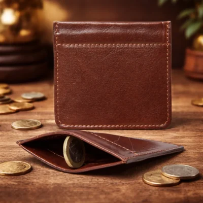 ארנק מטבעות מעור איטלקי חום – Leather Coin Purse Made in Italy 8067