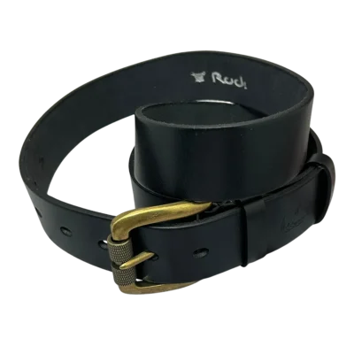 חגורת עור שחורה לגבר RUDI - עור איטלקי Full Grain 25632, תמונה 3