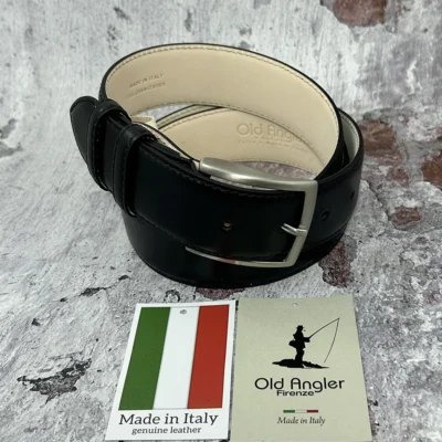 חגורת עור יוקרתית לגברים Old Angler Italy רוחב 4 ס"מ דגם 5142