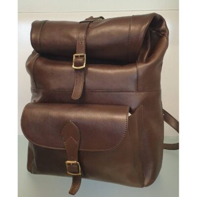 תיק גב מעור איטלקי בסגירת רול עם אבזם, Old Angler Firenze דגם 4151