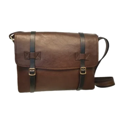 תיק מסנג׳ר מעור עם אבזמים Old Angler דגם 4152