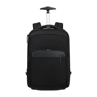 תיק גב למחשב 17.3 אינץ׳ על גלגלים Samsonite Evosight בצבע שחור, עם ידית טרולי פתוחה